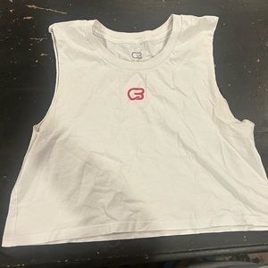 White Cropped CycleBar Tank Top, size Large